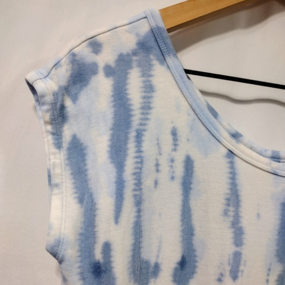 Athleta Girl Retreat Yourself Romper Girls L White Blue Tie Dye Athlesure Sporty - Picture 8 of 12